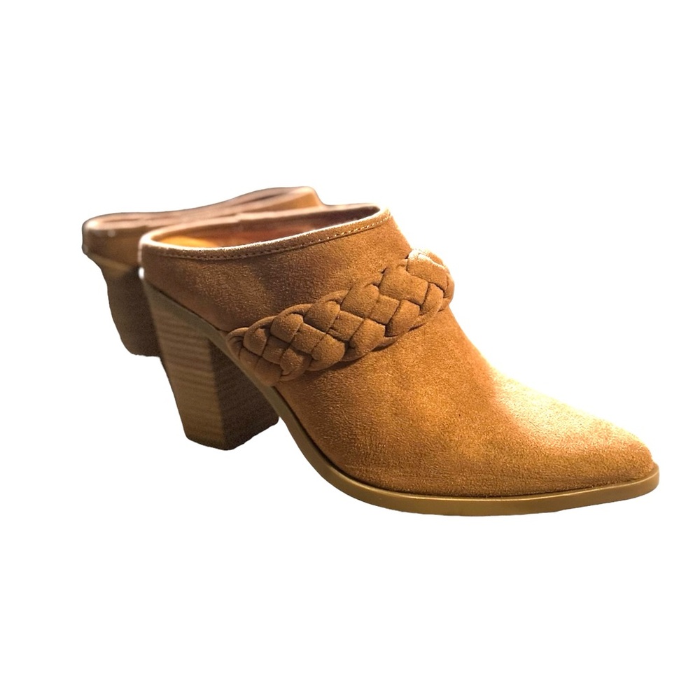 NWT Universal Thread Women’s Braided Strap Mule Booties – Cognac Suede | Size 9